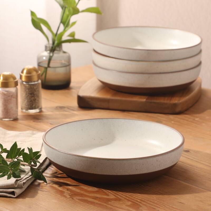 Gibson Elite William Crest 4 Piece Dinner Bowl Set, 8.5" Round Stoneware Reactive Glaze Finish, Large Soup, Pasta & Salad Bowls