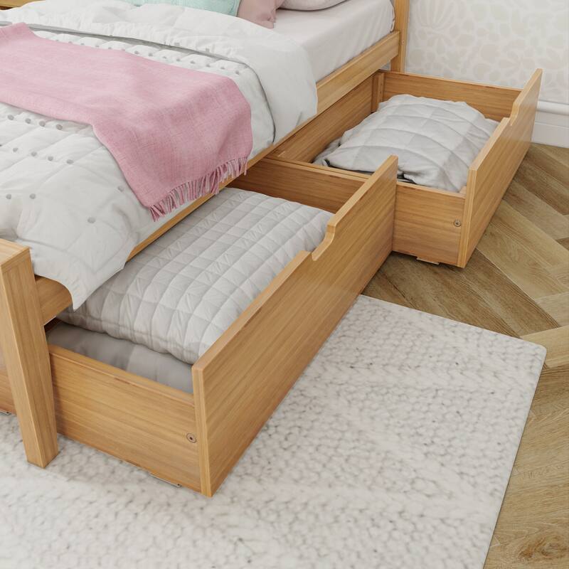 Max and Lily Twin-Size Bed with Panel Headboard and Storage Drawers
