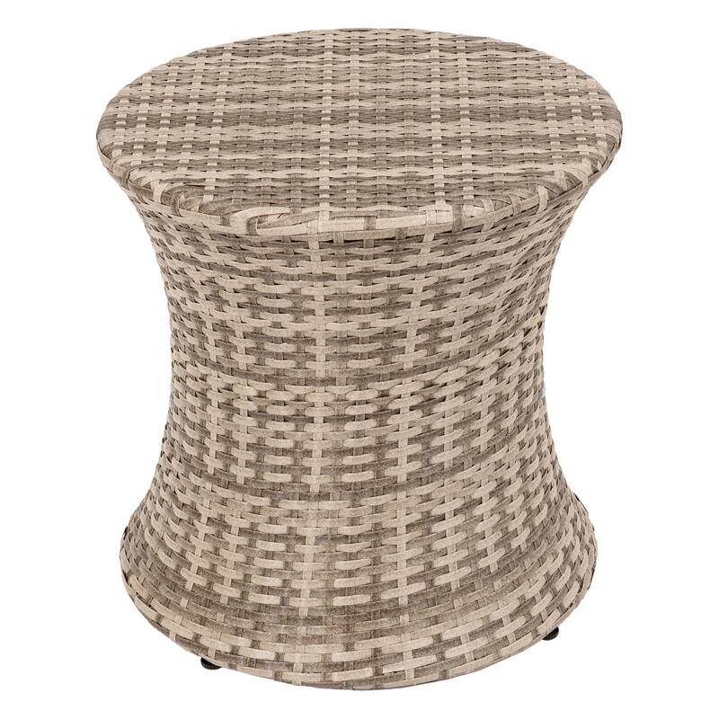 Outdoor Patio 20"Tall Round Wicker Accent Side Table - Gray