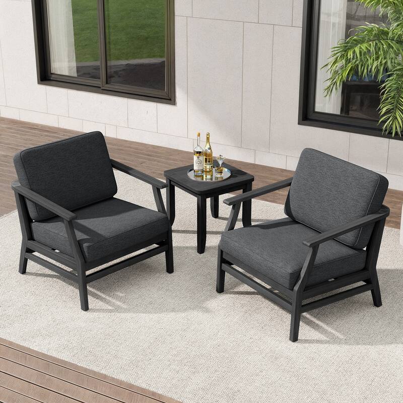 Teak Outdoor Bistro Set with Weather-Resistant Cushions (3-Piece Set)