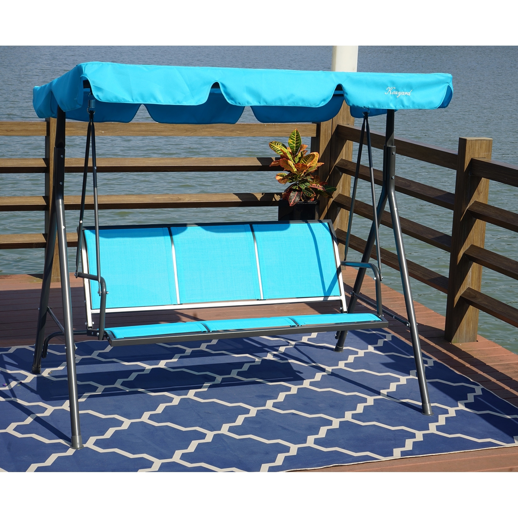 Kozyard Belle 3-person Outdoor Patio Swing with Canopy