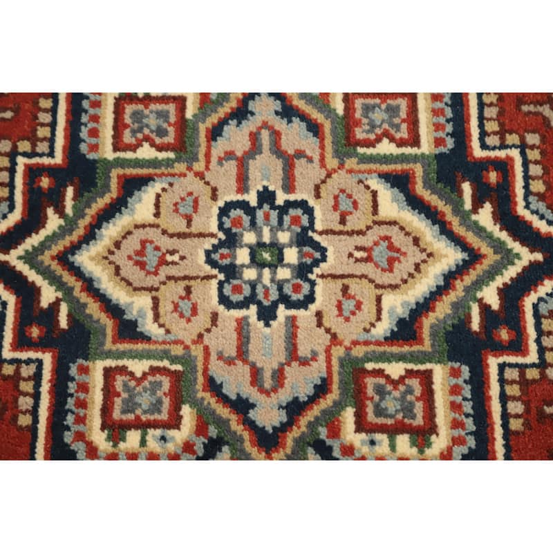 Hand Knotted Oriental 100% Wool Carpet Traditional Medallion Oranges & Rust Heriz (serapi) Area Rug - 5' 1'' X 3' 0''