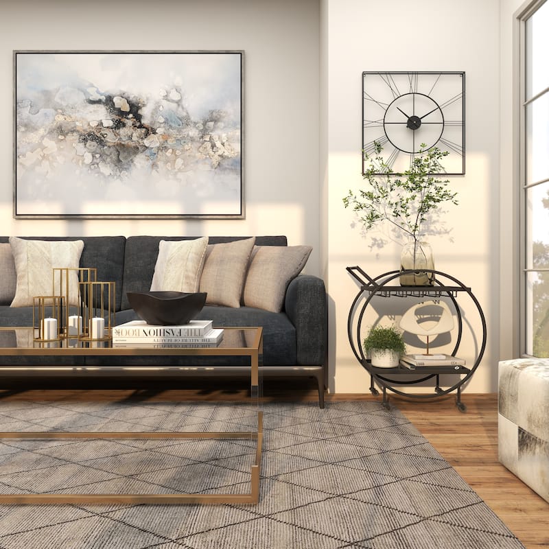 Metal Contemporary Bar Cart with Wheels