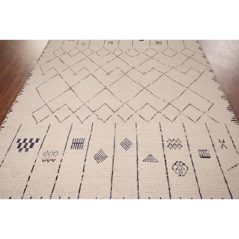 Earth Tone Moroccan Area Rug Hand-Knotted Wool Carpet - 6'0"x 9'7"