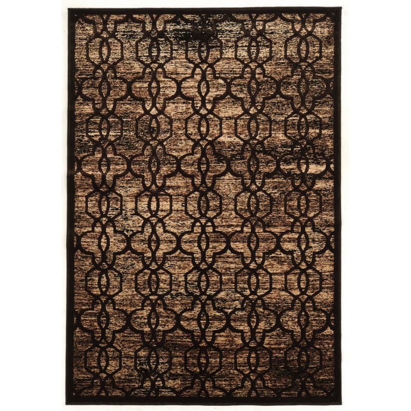 Linon Iron Gate Quatrefoil Area Rug - 8' x 11' - Brown/Beige