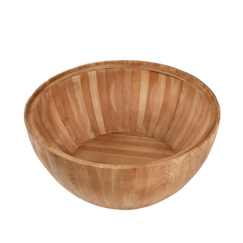 31.50"/ 35.43" Bucket Shaped Coffee Table Solid Wood+MDF Vintage Round Coffee Wood Table With Storage Space