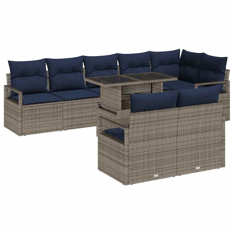 vidaXL 9 Piece Garden Sofa Set with Cushions - 113×48×27.2