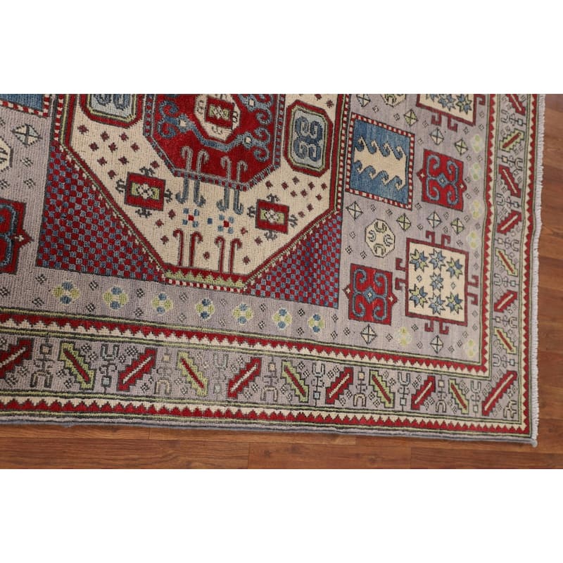Kazak Oriental Area Rug Handmade Blue Traditional Wool Carpet - 3'11" x 5'11"