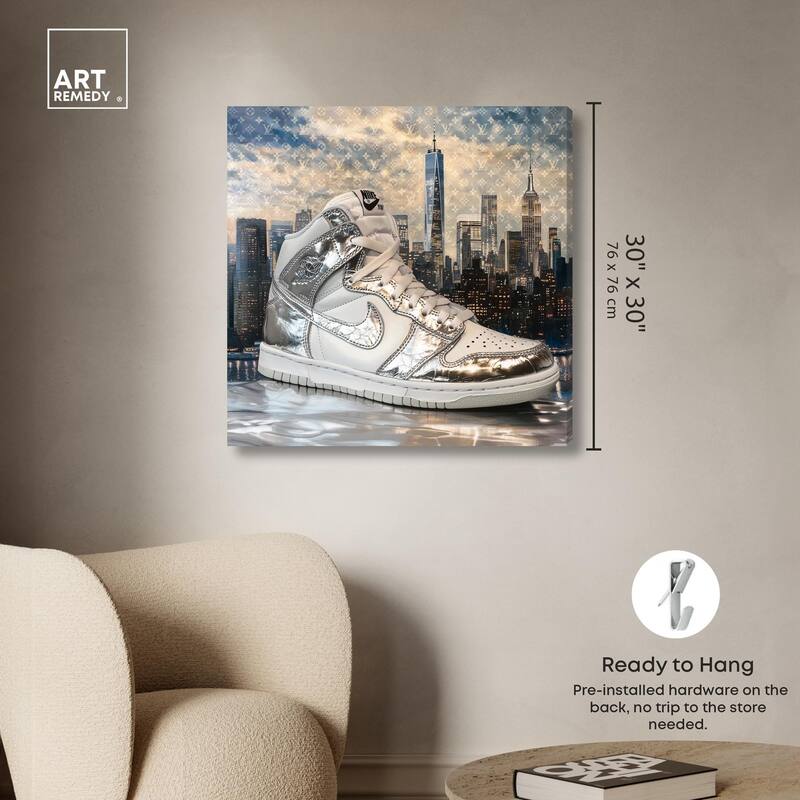 NYC Metallic Sneaker Canvas by Art Remedy, Gallery Wrapped