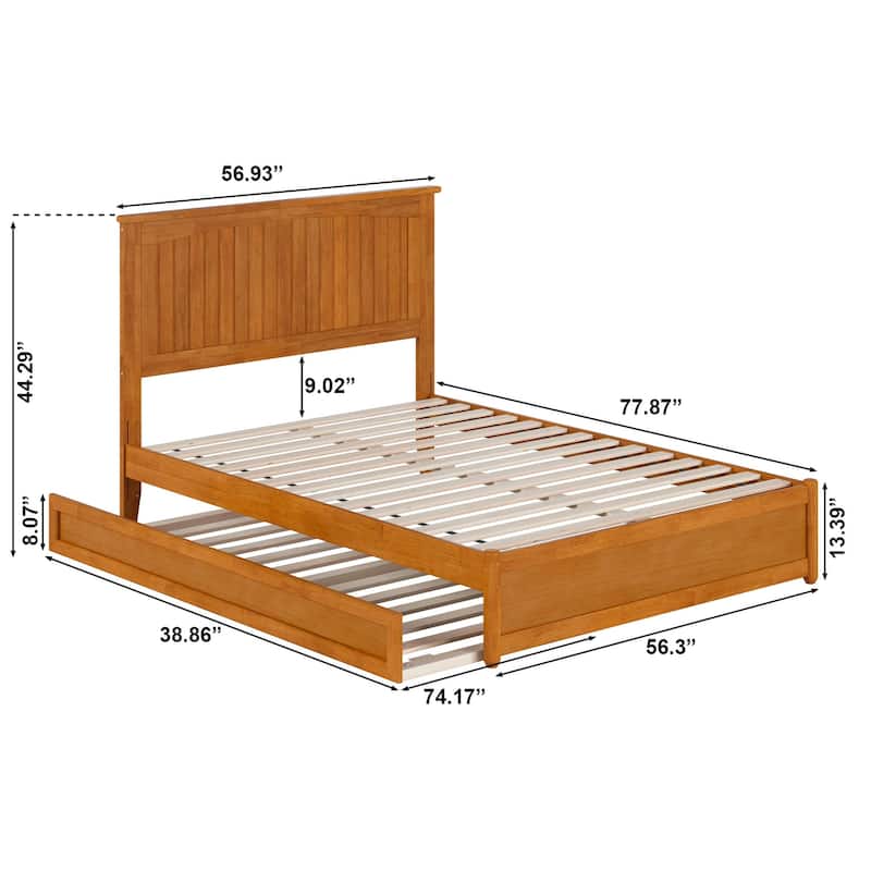 Malta Platform Bed with Panel Footboard and Twin Trundle
