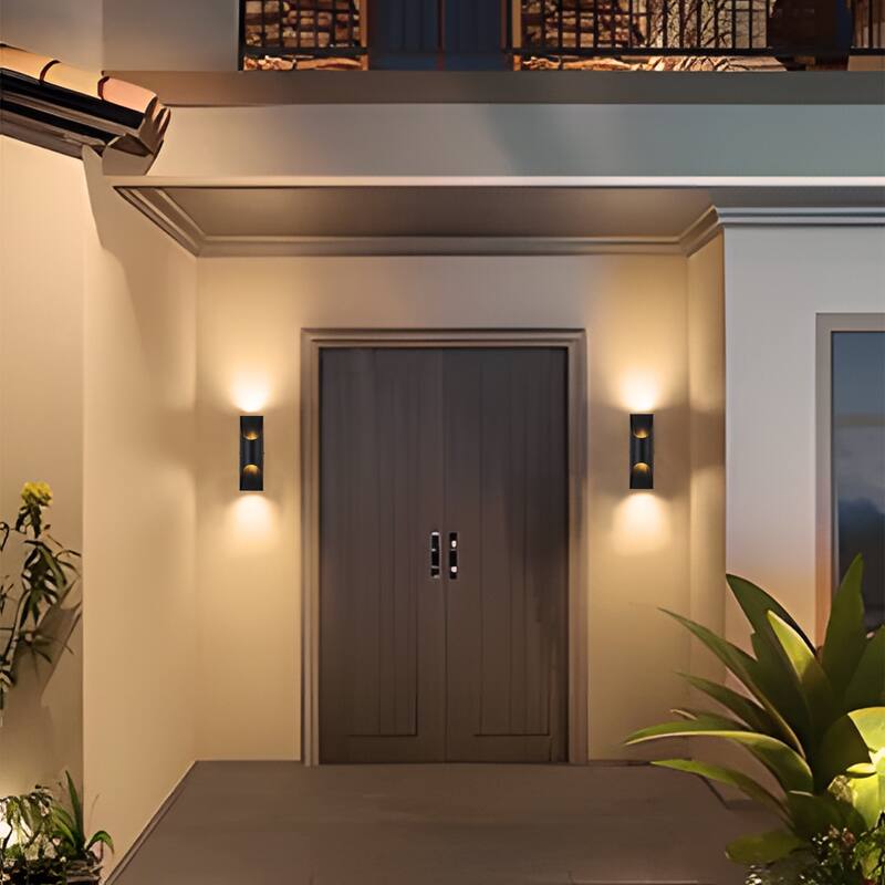 C Cattleya 2-Pack Matte Black Warm White Integrated LED Outdoor Wall Sconce