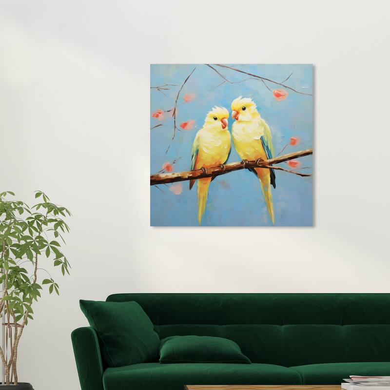 Wynwood Studio Canvas Animals Adventurous Birds Yellow and Neon Yellow Traditional Wall Art Canvas Print - 30 x 30
