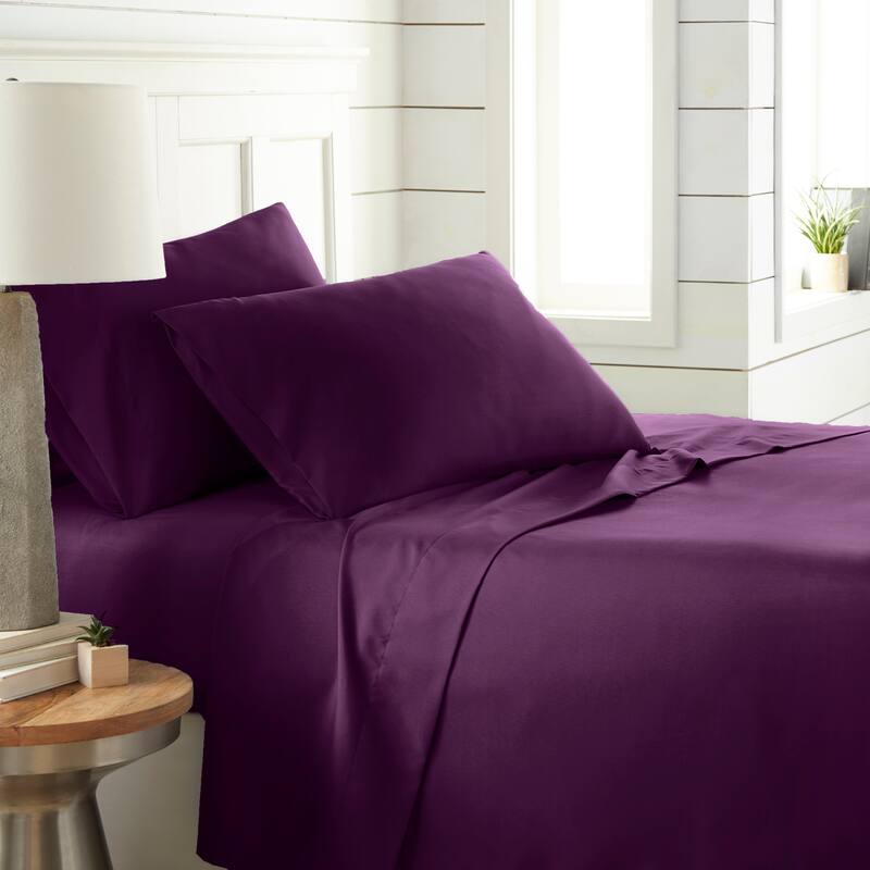 Vilano Classic Ultra-Soft Deep Pocket 4-piece Bed Sheet Set - Purple - California King