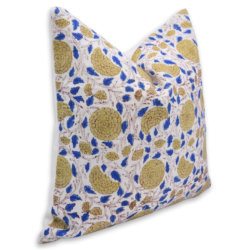 Linen Bohemian Block print pillow Cover- Karwa Chauth