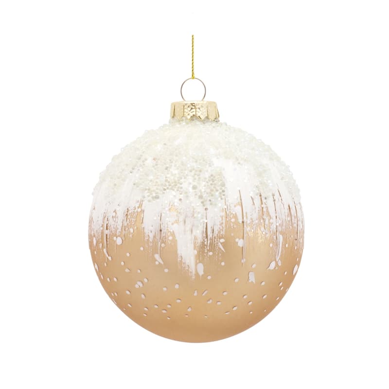 6ct Gold and White Ball Onion and Drop Glass Christmas Ornaments 5.75"