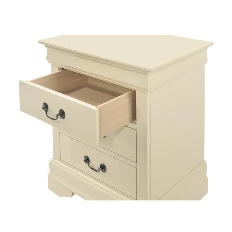 3-Drawer Wood Nightstand - 29" - Beige
