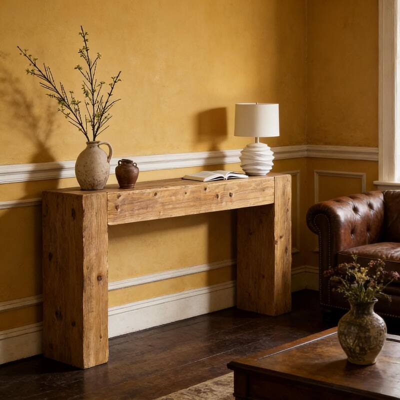 63" Versatile Wood Console Table for Living Room and Entryway