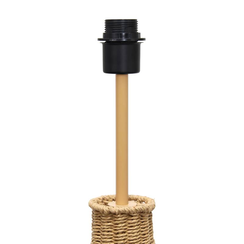 46.75" Tall Rattan Floor Lamp with Linen Shade and Foot Switch Boho Modern Light for Living Room - 10.63”L x 10.63”W x 46.75”H