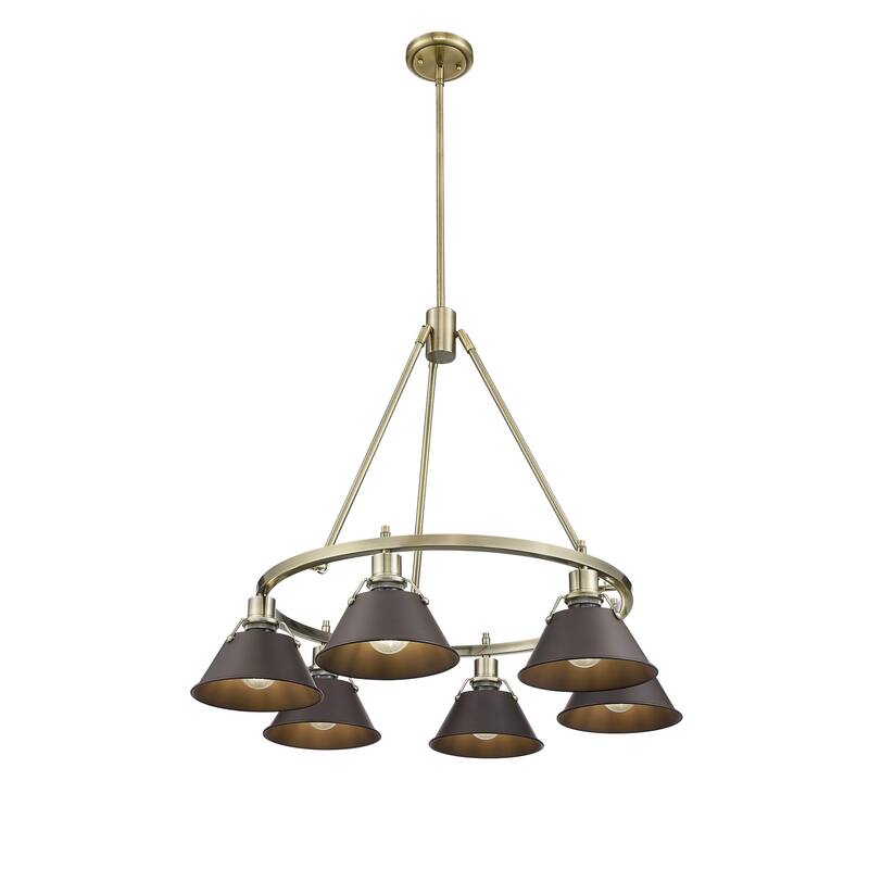 Orwell 6-Light Chandelier in Aged Brass with Rubbed Bronze - Gold