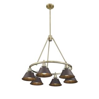 Orwell 6-Light Chandelier in Aged Brass with Rubbed Bronze - Gold