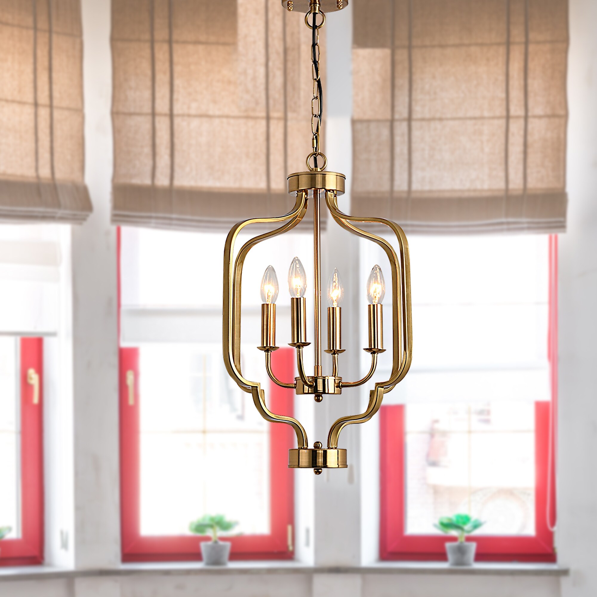 4-Light Chandelier Rustic Metal Pendant Light Adjustable Height oval  Pendant Ceiling Hanging Light