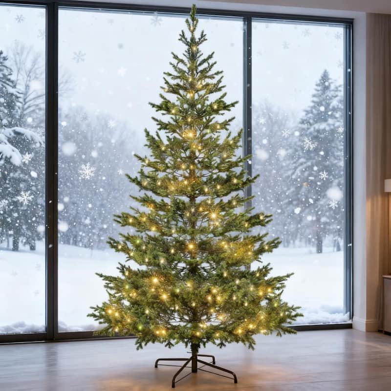9ft Artificial Sparse Christmas Tree with Steel Stand and 4306 Tips - Green - Green