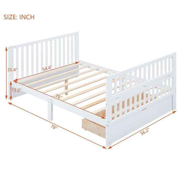 dimension image slide 3 of 5, Convertible Crib/Full Size Bed with Drawers and 3 Height Options, Crib Only/Bed Rails and Slats for Full Size Bed