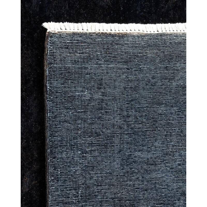 Overton Hand Knotted Wool Vintage Inspired Modern Contemporary Overdyed Black Area Rug - 9' 1" x 15' 4"