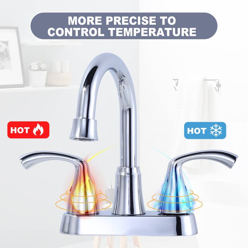 WOWOW 4 in. Centerset 2-Handles Deck Mount Bathroom Faucet