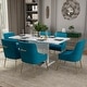 preview thumbnail 52 of 65, 7-Piece Clihome High-gloss Extendable Table Velvet Chair Dining Set Blue