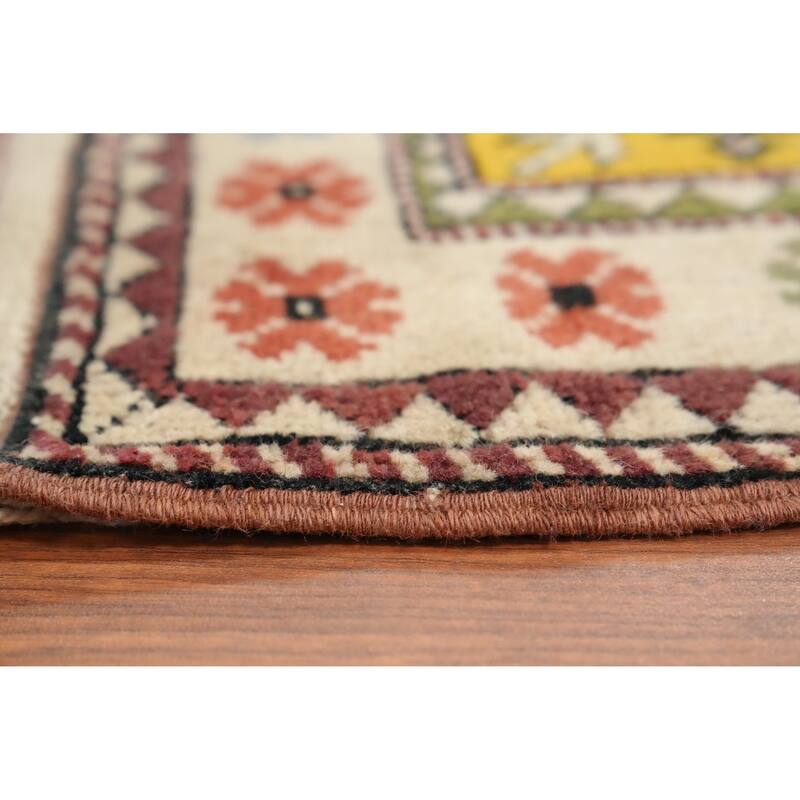 Hand Knotted Oriental 100% Wool Carpet Transitional Tribal Yellow & Gold Anatolian Area Rug - 6' 8'' X 3' 8''