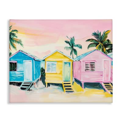 Stupell Pastel Tropical Beach Cabins Canvas Wall Art Design By Arlington Prints