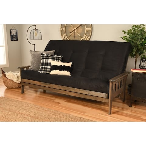 Somette Tucson Queen-size Futon Set in Rustic Walnut Finish with Innerspring Mattress
