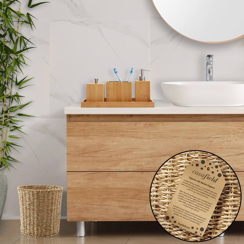 Seagrass Water Hyacinth Waste Basket Woven Trash Can