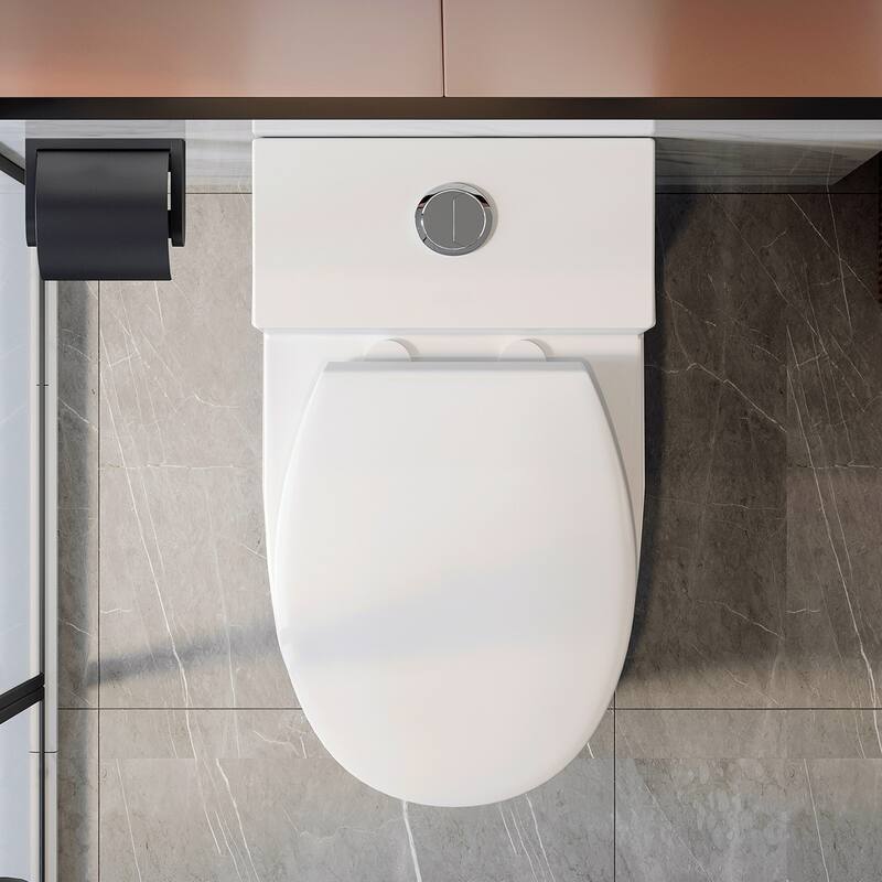 HOROW One-Piece 10 in. Rough-In 0.8/1.28 GPF Dual Flush Elongated Toilet in White