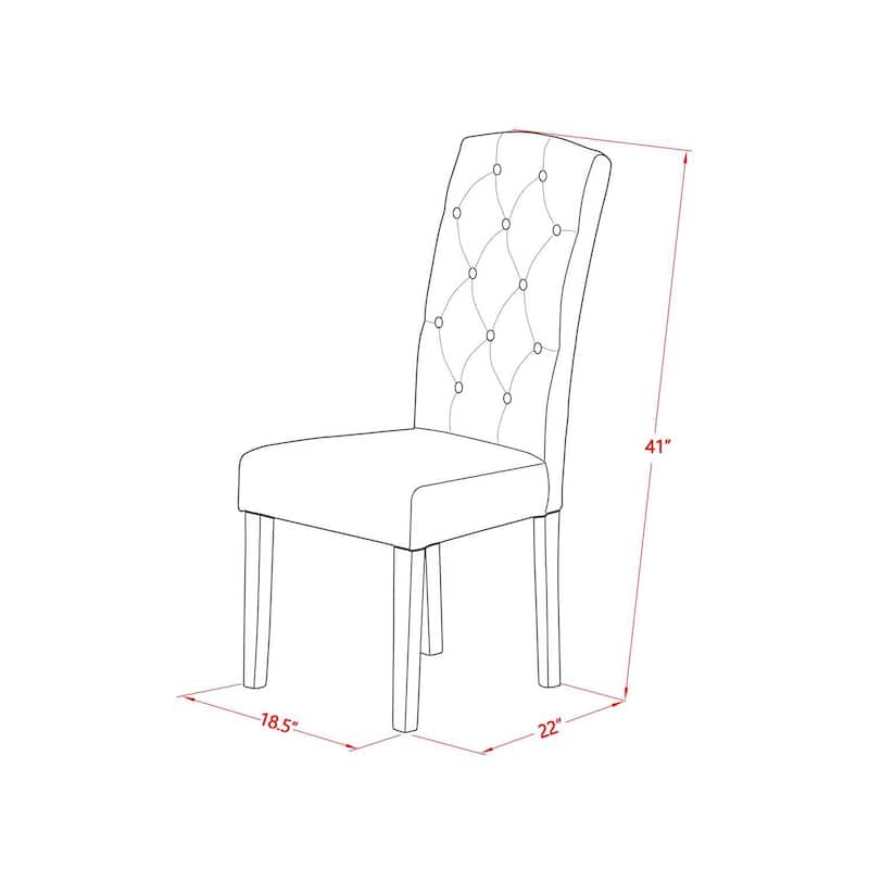 Parsons Chair with Linen Fabric, Blue Accent, Armless Dining Room Chair, Black Legs - 18.5