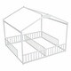 preview thumbnail 26 of 56, Double Twin House-Style Floor Bed with Fence and Guardrails, No Door