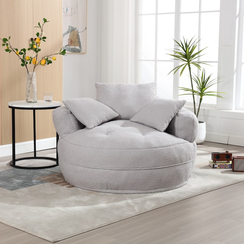 Chenille Sponge single sofa,No Assembly Required,Fluffy Modern Sleeper Chair for Living room, Bedroom - Gray