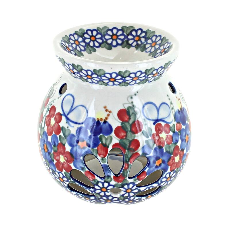 Blue Rose Polish Pottery Vena Aromatic Warmer - Garden Butterfly