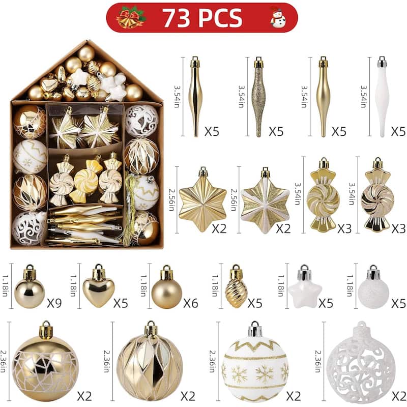 73 Pcs Christmas Decoration Ball Ornaments Set for Holiday Party Wedding - N/A
