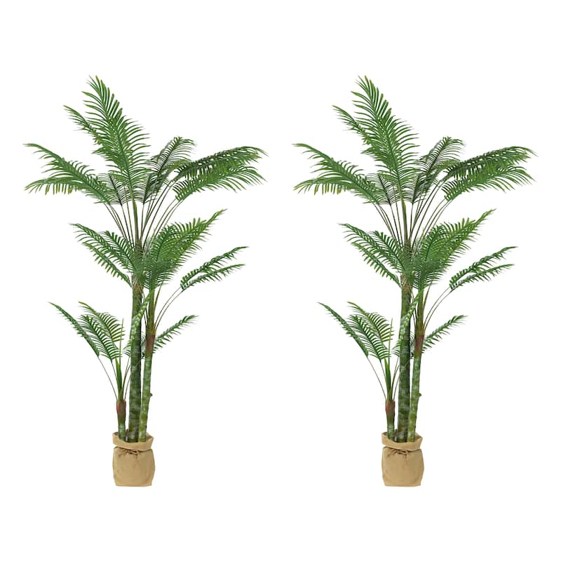 Artificial Palm Tree - Large Faux Potted Tropical Plant for Indoor or Outdoor Decoration (Set of 2)