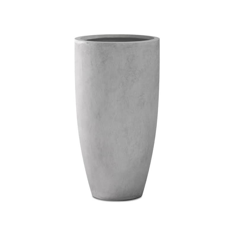Kante Round Lightweight Concrete and Fiberglass Indoor Outdoor Weather Resistant Tall Planter with Drainage Hole - Natural Concrete