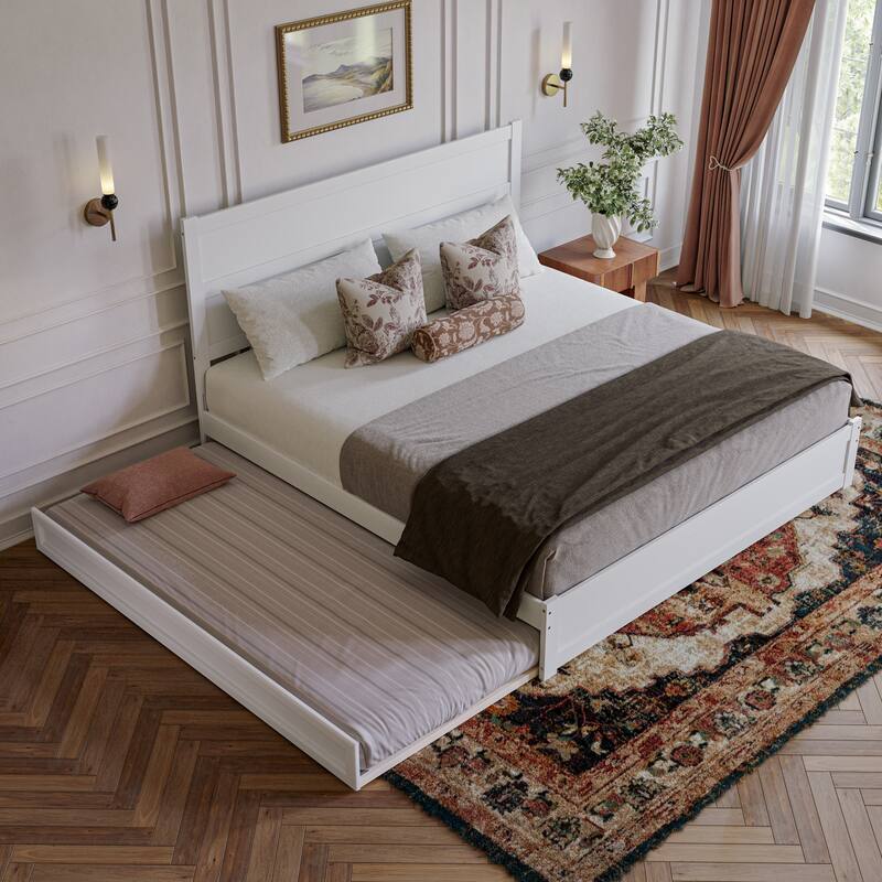 Aveline Wood Platform Bed with Matching Footboard & Trundle