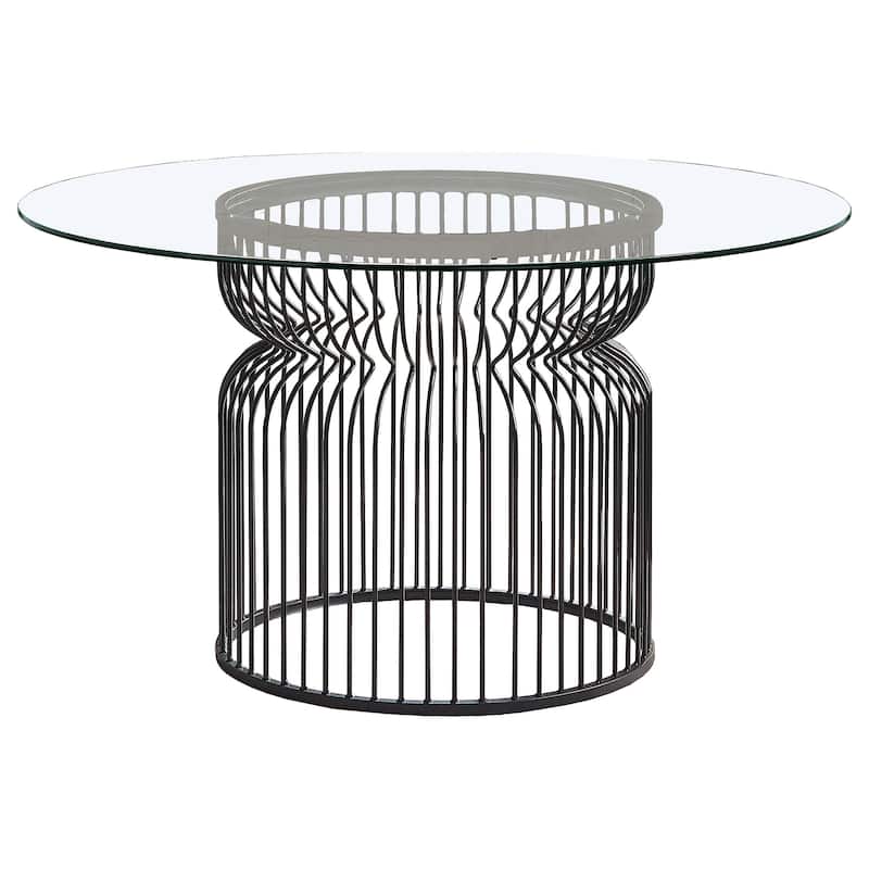 Granvia Round 54-inch Glass Top Metal Dining Table Gunmetal - Gunmetal