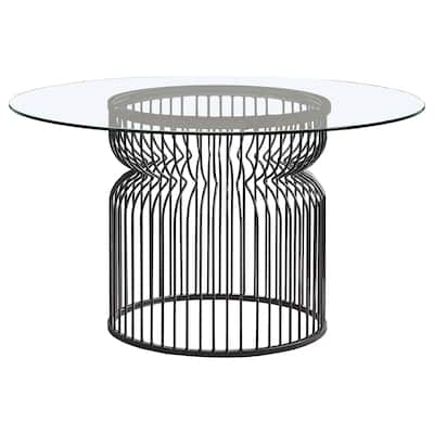 Granvia Round 54-inch Glass Top Metal Dining Table Gunmetal