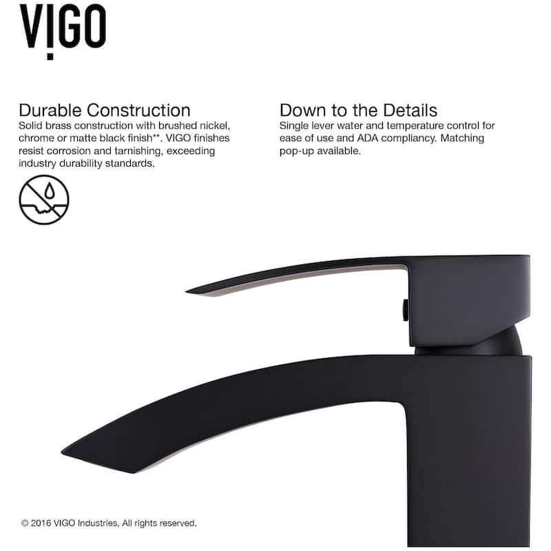 Vigo Onyx 13" Glass Vessel Bathroom Sink with 1.2 GPM Duris Deck