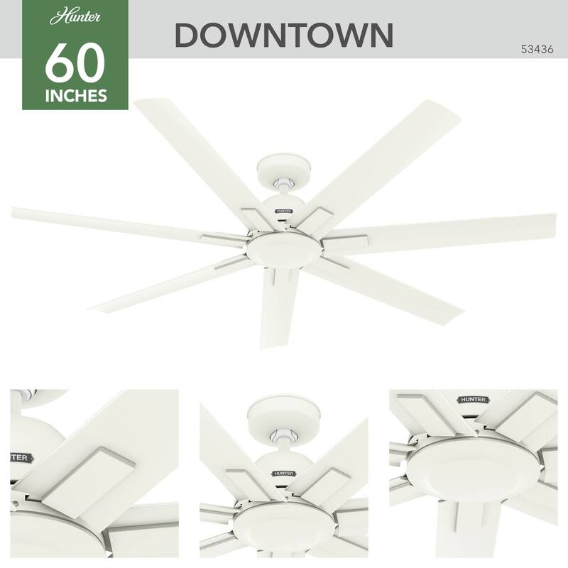 Hunter 60" Downtown Windmill Outdoor Ceiling Fan w/ Wall Control, Damp-Rated - Indoor-Outdoor, Industrial, Modern - ENERGY STAR!
