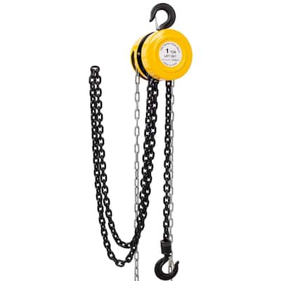 Chain hoist 2200 lbs.Yellow 10 ft. Steel Manual Chain Hoist Log Hook with 2 Heavy Duty Hooks