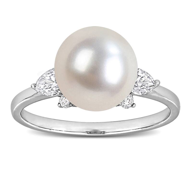 Miadora Cultured Freshwater Pearl and Gemstone Ring White or Yellow 14k Gold