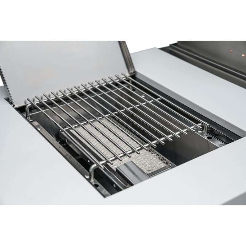 Mont Alpi MAi400-DFC-EXC Deluxe Stainless Steel Outdoor Kitchen Island BBQ Grill + Beverage Center + 25" Extra Storage Cabinet.
